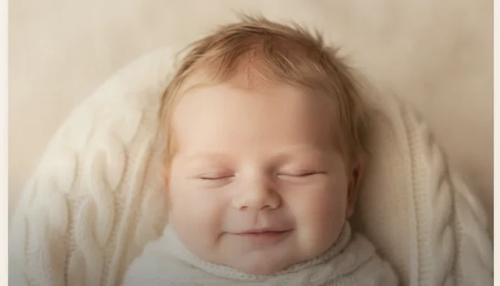 A sleeping newborn, swaddled and content.